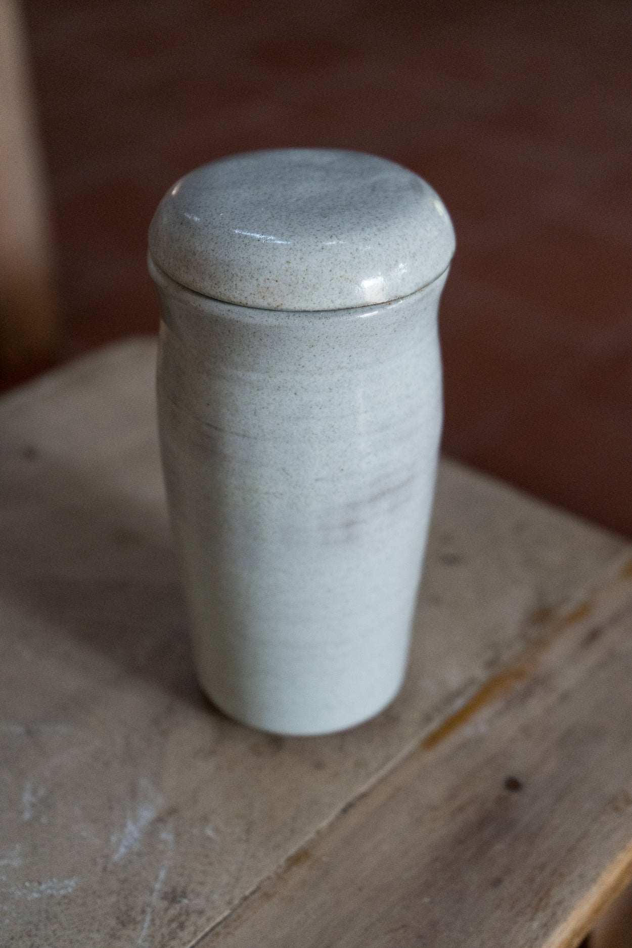 Seconds Speckled White Lidded Pot