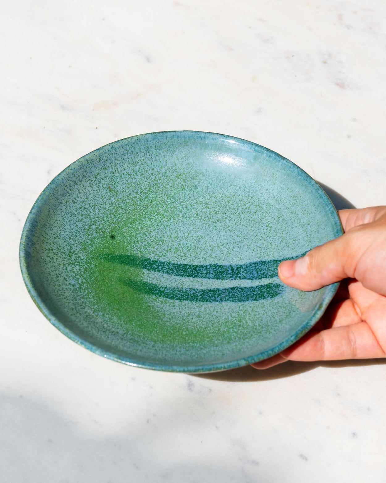 Teal Two Stripes Shallow Bowls