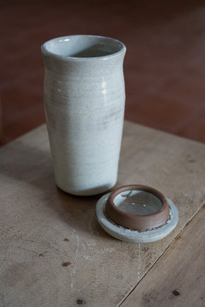 Seconds Speckled White Lidded Pot