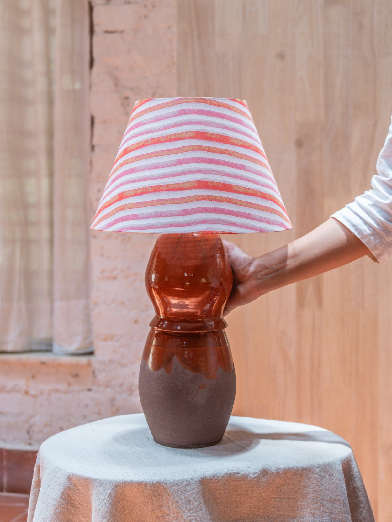 Cinnamon Stripe Table Lamp