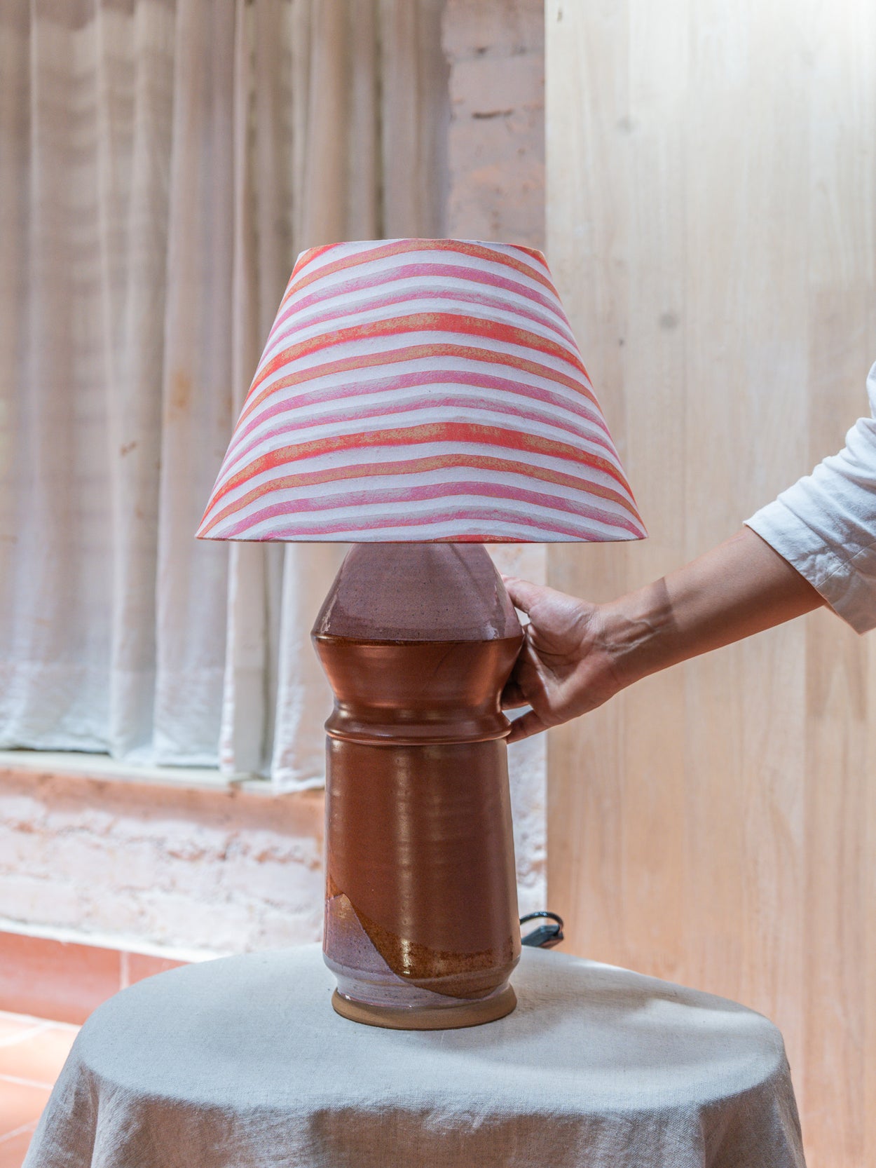 Red Earth Stripe Table Lamp