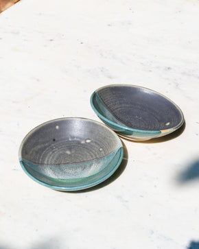 Teal Rock Shallow Bowls