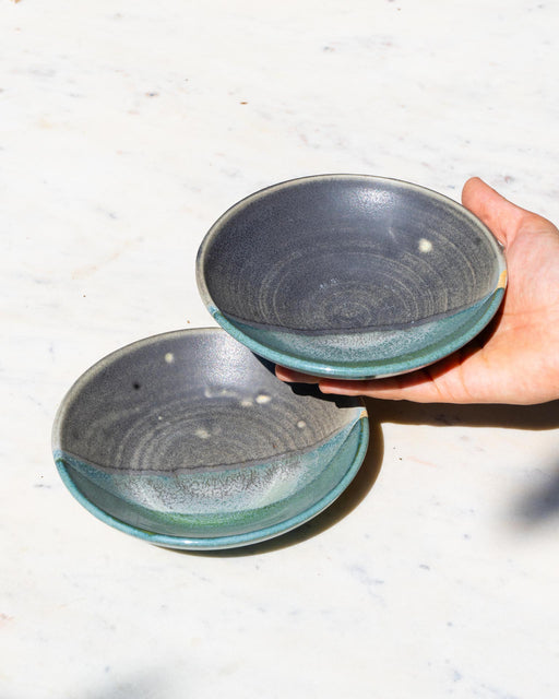 Teal Rock Shallow Bowls